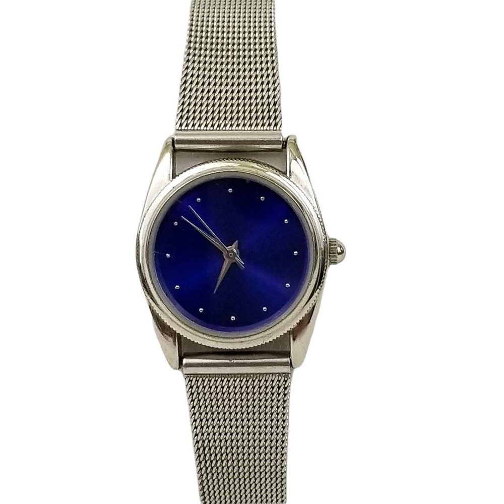 Wings Giorgio Beverly Hills Wrist Watch Deep Royal Blue SS Mesh Band Q14